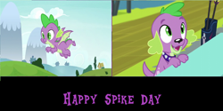 Size: 2000x1000 | Tagged: safe, artist:mlpfan3991, spike, spike the regular dog, dog, dragon, equestria girls, g4, flying, male, solo, spike day, winged spike, wings