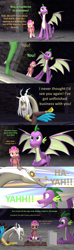 Size: 1920x6480 | Tagged: safe, artist:red4567, idw, discord, spike, sunny starscout, diamond dog, draconequus, pony, dungeons and discords, g4, g5, spoiler:comic, spoiler:g5, spoiler:g5comic, 3d, bait and switch, board game, comic, dragon lord spike, dungeons and dragons, implied opaline arcana, long hair, mood whiplash, ogres and oubliettes, old man discord, older, older spike, source filmmaker, spike (g5), sweat, sweatdrop, white hair