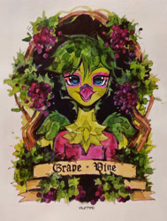 Size: 2816x3733 | Tagged: safe, artist:zlatavector, oc, oc:grape vine, gift art, solo, traditional art