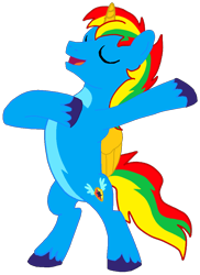 Size: 764x1051 | Tagged: safe, artist:shieldwingarmorofgod, oc, oc only, oc:shield wing, alicorn, pony, g4, bipedal, chest beating, eyes closed, male, simple background, solo, transparent background
