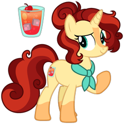 Size: 1531x1537 | Tagged: safe, artist:strawberry-spritz, oc, oc only, pony, unicorn, g4, female, mare, offscreen character, offspring, parent:cherry jubilee, parent:sunburst, simple background, solo, transparent background