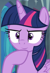 Size: 637x937 | Tagged: safe, edit, edited screencap, editor:twilyisbestpone, screencap, twilight sparkle, alicorn, pony, g4, season 9, sparkle's seven, cropped, female, inverted mouth, mare, solo, thinking, twilight sparkle (alicorn)