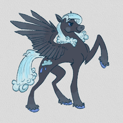 Size: 1000x1000 | Tagged: safe, artist:abstractically, oc, oc only, oc:heavy rain (mtr), pegasus, pony, pegasus oc, raised leg, solo, spread wings, wings