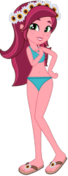 Size: 567x1456 | Tagged: safe, artist:ajosterio, gloriosa daisy, human, equestria girls, g4, belly button, bikini, clothes, female, midriff, sandals, simple background, solo, swimsuit, transparent background, vector