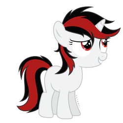 Size: 6000x6000 | Tagged: safe, artist:suramii, oc, oc only, oc:blackjack, pony, unicorn, fallout equestria, fallout equestria: project horizons, absurd resolution, eyes open, female, filly, foal, red eyes, simple background, solo, transparent background