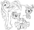 Size: 2048x1790 | Tagged: safe, artist:queenrosedust, rarity, twilight sparkle, pegasus, pony, unicorn, g4, black and white, grayscale, monochrome, simple background, trio, unicorn twilight, unknown pony, white background