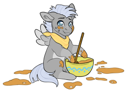 Size: 1280x934 | Tagged: safe, artist:malinraf1615, chipcutter, pony, g4, bowl, simple background, solo, transparent background, wooden spoon
