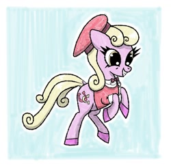 Size: 1360x1340 | Tagged: safe, artist:scandianon, luckette, earth pony, pony, g4, clothes, ears back, female, mare, rearing, smiling, solo