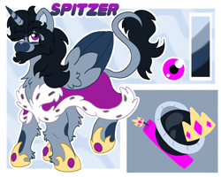 Size: 2500x2000 | Tagged: safe, artist:euspuche, oc, oc only, oc:spitzer, alicorn, donkey, beard, cape, clothes, facial hair, king, looking at you, male, raba-pony, reference sheet, royalty, smiling