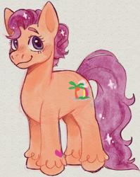 Size: 841x1059 | Tagged: safe, artist:spaceoreosxoxo, island rainbow, earth pony, pony, g3, alternate hairstyle, short mane, simple background, solo