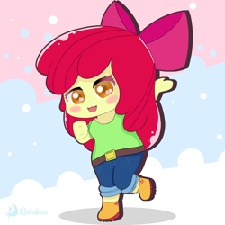 Size: 3080x3080 | Tagged: safe, artist:reinbou, apple bloom, human, equestria girls, g4, chibi, female, simple background, solo