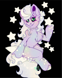Size: 1072x1348 | Tagged: safe, artist:honeyofpeaches, oc, oc only, pony, black background, butt fluff, cheek fluff, chest fluff, commission, human shoulders, simple background, solo, stars, underhoof, ych result
