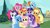 Size: 1280x720 | Tagged: safe, artist:dilemmas4u, applejack, fluttershy, pinkie pie, rainbow dash, rarity, spike, starlight glimmer, sunset shimmer, trixie, twilight sparkle, alicorn, dragon, earth pony, pegasus, pony, unicorn, g4, female, magical quartet, magical trio, mane nine, mane seven, mane six, mare, train station, train tracks, twilight sparkle (alicorn)