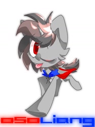 Size: 1080x1440 | Tagged: safe, artist:scar-shine, oc, oc only, oc:osoliang, unicorn, one eye closed, simple background, solo, tongue out, white background