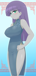 Size: 2614x5500 | Tagged: safe, artist:batipin, maud pie, human, equestria girls, g4, big breasts, breasts, busty maud pie, cheongsam, chinese dress, clothes, dress, female, gradient background, multiple variants, side slit, solo, total sideslit