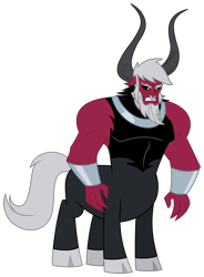 Size: 2841x3861 | Tagged: safe, artist:mlgtrap, lord tirek, centaur, taur, g4, antagonist, cloven hooves, human face, male, nose piercing, piercing, simple background, solo, transparent background, vector, white hair