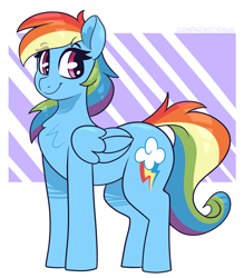 Size: 2744x3136 | Tagged: safe, artist:graphene, rainbow dash, pegasus, pony, g4, chest fluff, eyebrows, eyebrows visible through hair, female, looking at you, mare, smiling, solo