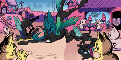 Size: 1040x519 | Tagged: safe, edit, editor:emptyplotfiller, idw, screencap, queen chrysalis, changeling, fanfic:crossing the trixie bridge:a new life in the crystal empire, g4, broken neck, comic