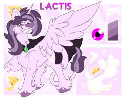 Size: 2500x2000 | Tagged: safe, artist:euspuche, oc, oc only, oc:lactis, alicorn, donkey, female, insanity, looking at you, queen, raba-pony, reference sheet, smiling, smiling at you