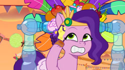 Size: 3072x1727 | Tagged: safe, screencap, pipp petals, pegasus, pony, g5, heavy is the mane that wears the fruit crown, my little pony: tell your tale, spoiler:g5, spoiler:my little pony: tell your tale, spoiler:tyts02e02, female, gritted teeth, mare, solo, teeth