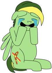 Size: 864x1205 | Tagged: safe, artist:didgereethebrony, oc, oc only, oc:didgeree, pegasus, pony, 1000 hours in ms paint, crying, mental breakdown, simple background, solo, tears of pain, teary eyes, transparent background, vent art