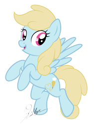 Size: 6000x7947 | Tagged: safe, artist:kaitykat117, oc, oc only, oc:buttercream flow(fb), pegasus, g4, absurd resolution, base used, cute, flying, pegasus oc, raised hoof, simple background, smiling, solo, spread wings, transparent background, vector, wings