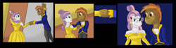 Size: 1920x533 | Tagged: safe, artist:mojo1985, button mash, sweetie belle, human, equestria girls, g4, alternate hairstyle, beauty and the beast, belle, clothes, dancing, duo, female, holding hands, humanized, lidded eyes, looking at each other, looking at someone, male, namesake, pun, ship:sweetiemash, shipping, smiling, smiling at each other, straight, suit, visual pun, waltz