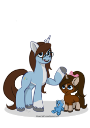 Size: 1024x1449 | Tagged: safe, artist:zsnowfilez, oc, oc:chocolate frostheart, pony, unicorn, g5, female, filly, foal, glasses, mare, plushie, simple background, teddy bear, transparent background