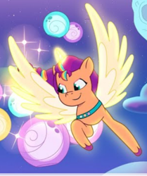 Size: 616x736 | Tagged: safe, screencap, sunny starscout, alicorn, earth pony, pony, g5, moon festival, my little pony: tell your tale, spoiler:g5, spoiler:my little pony: tell your tale, spoiler:tyts01e59, bag, cropped, cute, female, mane stripe sunny, mare, race swap, saddle bag, sunnybetes, sunnycorn