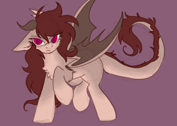 Size: 2800x2000 | Tagged: safe, artist:php193, oc, oc:delirium, succubus, succubus pony, bat wings, horns, simple background, solo, wings