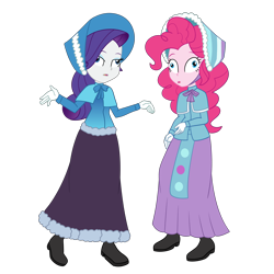 Size: 2500x2500 | Tagged: safe, artist:nie-martw-sie-o-mnie, pinkie pie, rarity, human, equestria girls, g4, clothes, dress, humanized, long dress, long skirt, simple background, skirt, transparent background, victorian, victorian dress, victorian rarity