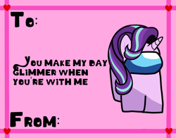 Size: 2048x1606 | Tagged: safe, artist:josephthedumbimpostor, starlight glimmer, g4, among us, glimpostor, holiday, valentine's day, valentine's day card