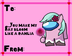 Size: 2048x1606 | Tagged: safe, artist:josephthedumbimpostor, dahlia, g5, among us, holiday, valentine's day, valentine's day card