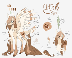 Size: 4968x4037 | Tagged: safe, artist:iheyyasyfox, oc, oc only, oc:cindy fugax, pegasus, pony, absurd resolution, adopted offspring, chest fluff, coat markings, concave belly, eye clipping through hair, feathered fetlocks, female, long mane, long tail, mare, pale belly, parent:fluttershy, reference sheet, ribbon, simple background, slender, socks (coat markings), solo, spread wings, tail, tail feathers, thin, white background, wings