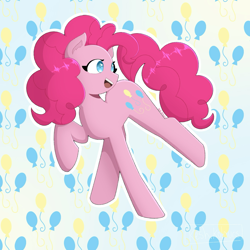 Size: 1772x1772 | Tagged: safe, artist:keshkolours, pinkie pie, earth pony, pony, g4, cutie mark, female, gradient background, patterned background, solo