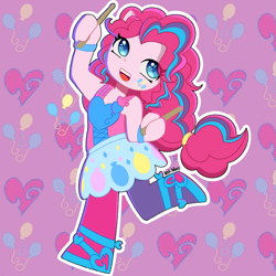 Size: 1773x1773 | Tagged: safe, artist:keshkolours, pinkie pie, human, equestria girls, g4, my little pony equestria girls: rainbow rocks, clothes, female, patterned background, solo