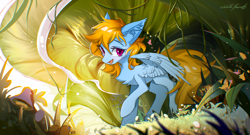 Size: 3000x1617 | Tagged: safe, artist:gale spark, oc, oc only, oc:gale spark, pegasus, pony, open mouth, solo, walking