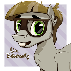 Size: 1080x1080 | Tagged: safe, artist:candy meow, mudbriar, earth pony, pony, g4, abstract background, actually, emoji, glasses, male, meme, nerd, passepartout, ponified, ponified meme, solo, stallion, technically, 🤓