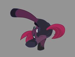 Size: 6500x5000 | Tagged: safe, tempest shadow, pony, unicorn, g4, action pose, armor, butt, clothes, female, gray background, hooves, mane, mare, plot, simple background, solo, tail, tempass, tight clothing