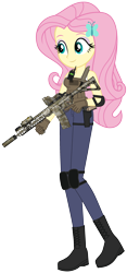 Size: 1678x3600 | Tagged: safe, artist:edy_january, artist:starryshineviolet, edit, vector edit, fluttershy, human, equestria girls, g4, my little pony equestria girls: better together, armor, assault rifle, body armor, boots, butterfly hairpin, clothes, denim, equipment, female, gears, gloves, gun, gunshy, handgun, hk416, jeans, m1911, m27, military, pants, pistol, rifle, shirt, shoes, simple background, skinny, smiling, soldier, solo, special forces, tactical vest, task forces 141, thin, transparent background, united states, vector, vest, weapon, white shirt