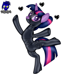Size: 3840x4154 | Tagged: safe, alternate version, artist:damlanil, twilight sparkle, alicorn, pony, g4, alternate hairstyle, bdsm, belly, bipedal, bodysuit, bondage, bondage mask, boots, bound wings, catsuit, clothes, collar, corset, cute, female, floating heart, gag, gimp suit, heart, high heels, hood, horn, latex, latex boots, latex heart, latex suit, looking at you, mare, mask, muzzle gag, raised hoof, rubber, shiny, shoes, show accurate, simple background, solo, standing, standing on one leg, stretching, suit, transparent background, twilight sparkle (alicorn), vector, wings
