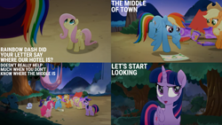 Size: 2000x1125 | Tagged: safe, edit, edited screencap, editor:quoterific, screencap, applejack, fluttershy, pinkie pie, rainbow dash, rarity, twilight sparkle, alicorn, g4, my little pony: rainbow roadtrip, mane six, twilight sparkle (alicorn)