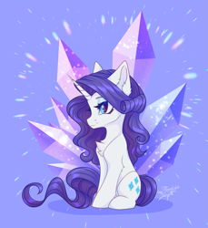 Size: 2907x3178 | Tagged: safe, artist:jsunlight, rarity, pony, unicorn, g4, chest fluff, crystal, female, mare, sitting, solo