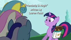 Size: 1280x720 | Tagged: safe, edit, edited screencap, editor:incredibubbleirishguy, screencap, lemon hearts, minuette, twilight sparkle, twinkleshine, pony, unicorn, amending fences, friendship is magic, g4, female, mare, title card, unicorn twilight