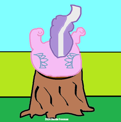 Size: 710x720 | Tagged: safe, artist:coltfan97, diamond tiara, g4, 1000 hours in ms paint, butt, diamond buttiara, plot, stuck, tree stump