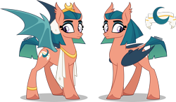 Size: 4000x2333 | Tagged: safe, artist:orin331, part of a set, somnambula, bat pony, pony, g4, :3, anklet, bat ears, bat ponified, bat wings, concave belly, crown, egyptian, egyptian headdress, egyptian pony, jewelry, makeup, race swap, redesign, regalia, simple background, slender, slit pupils, thin, transparent background, unshorn fetlocks, wings
