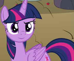 Size: 1311x1080 | Tagged: safe, edit, edited screencap, editor:twilyisbestpone, screencap, mr. tortoisnap, twilight sparkle, alicorn, pony, between dark and dawn, g4, season 9, female, inverted mouth, mare, smiling, solo, twilight sparkle (alicorn), zaratan