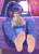 Size: 2480x3425 | Tagged: safe, artist:focusb, sci-twi, twilight sparkle, human, equestria girls, g4, barefoot, book, breasts, clothes, couch, feet, female, fetish, foot fetish, foot focus, full moon, high ponytail, human coloration, moon, pajamas, ponytail, solo, window