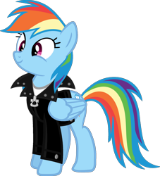 Size: 1600x1764 | Tagged: safe, artist:iamaveryrealperson, edit, vector edit, rainbow dash, pegasus, pony, g4, 2021, clothes, female, folded wings, jacket, leather, leather jacket, looking at someone, looking at something, mare, ms paint, simple background, smiling, solo, transparent background, vector, wings, zipper