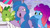 Size: 3072x1727 | Tagged: safe, screencap, izzy moonbow, misty brightdawn, zipp storm, pegasus, pony, unicorn, cake dragon, g5, my little pony: tell your tale, spoiler:g5, spoiler:my little pony: tell your tale, spoiler:tyts02e03, balloon, crystal brighthouse, female, frown, imminent popping, inflatable, mare, open mouth, rebirth misty, spread wings, trio, trio female, wings